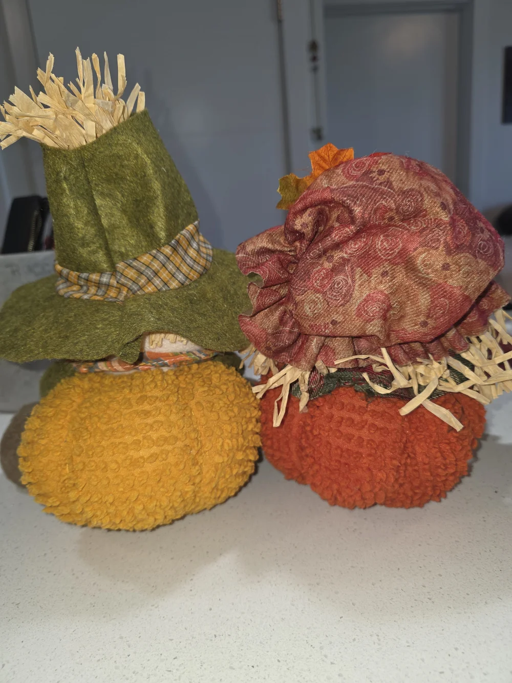 Autumn Welcome & Happy Harvest Scarecrow Duo - Green, Orange
